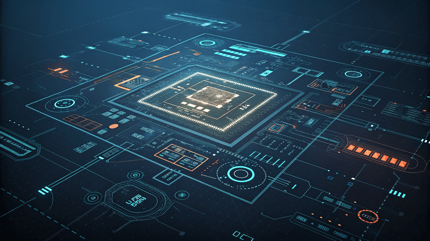 Абстрактная иллюстрация цифрового чертежа системы со сканером